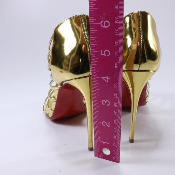 100mm Gold Norina Strappy Metallic Leather Sandals C692 - Picture 9 of 11